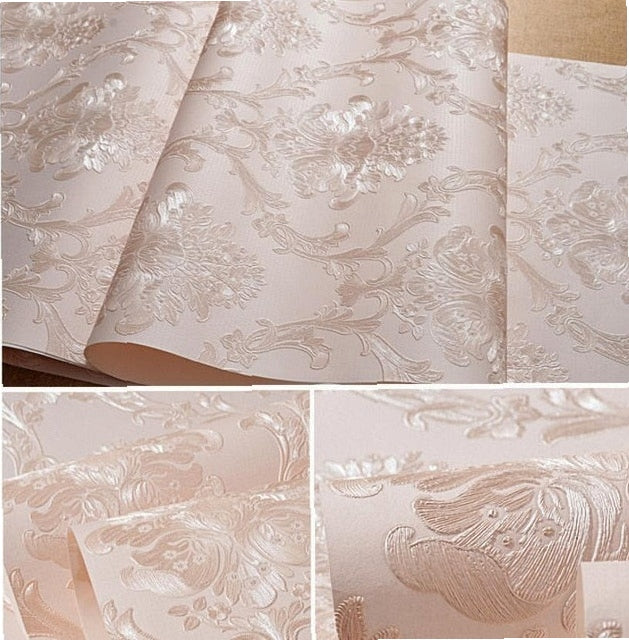 beibehang 53X300cm European embossed Damascus self adhesive wallpaper for walls 3D wall paper living room decoration bedroom