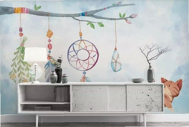 beibehang Custom fashion hand-painted watercolor cute cat dog animal pet children's room background papel de parede 3d wallpaper