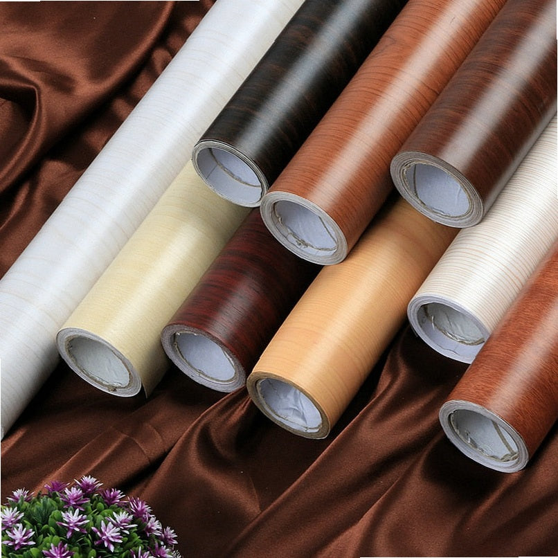 PVC wood grain wallpaper for Kitchen Films reconditioned clothes closet closet door furniture for home office Decor Wall Sticker