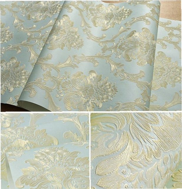 beibehang 53X300cm European embossed Damascus self adhesive wallpaper for walls 3D wall paper living room decoration bedroom