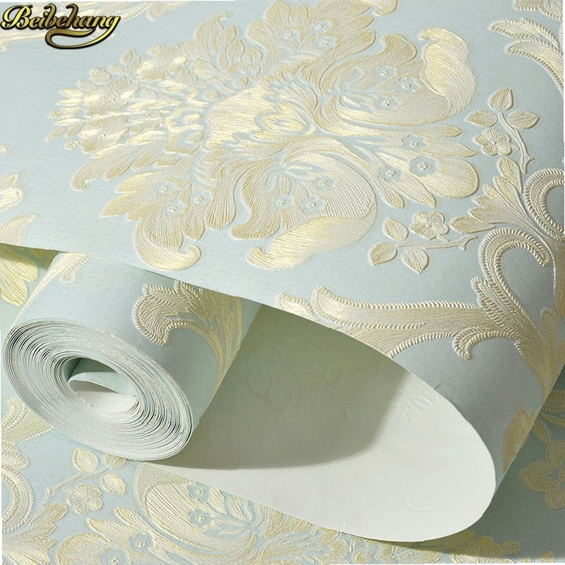 beibehang 53X300cm European embossed Damascus self adhesive wallpaper for walls 3D wall paper living room decoration bedroom